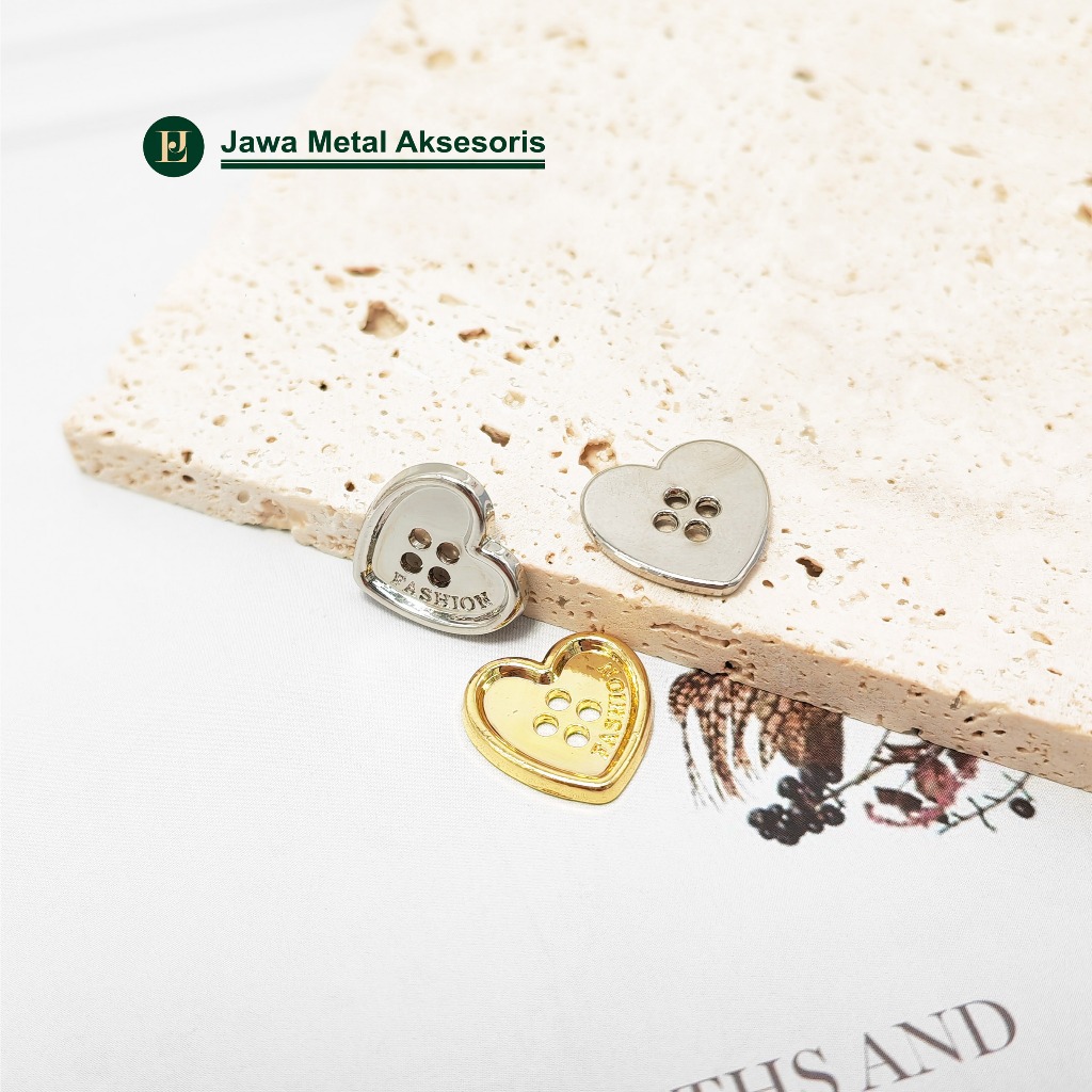 Jawa Alloy Button Kancing Bentuk Hati 12mm 15mm Lucu Unik Premium Aksesoris Garment Fashion Baju Gam