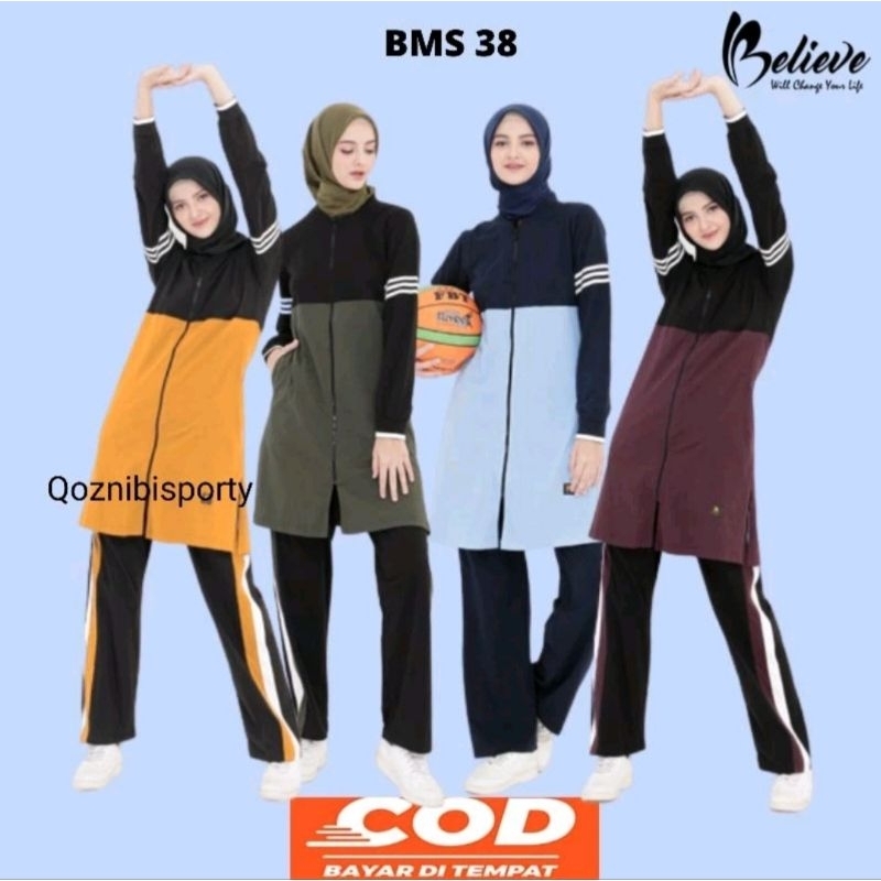 Pakaian Baju Setelan Seragam Seragaman Olahraga senam Perempuan Wanita Muslim Muslimah Syari Jumbo B