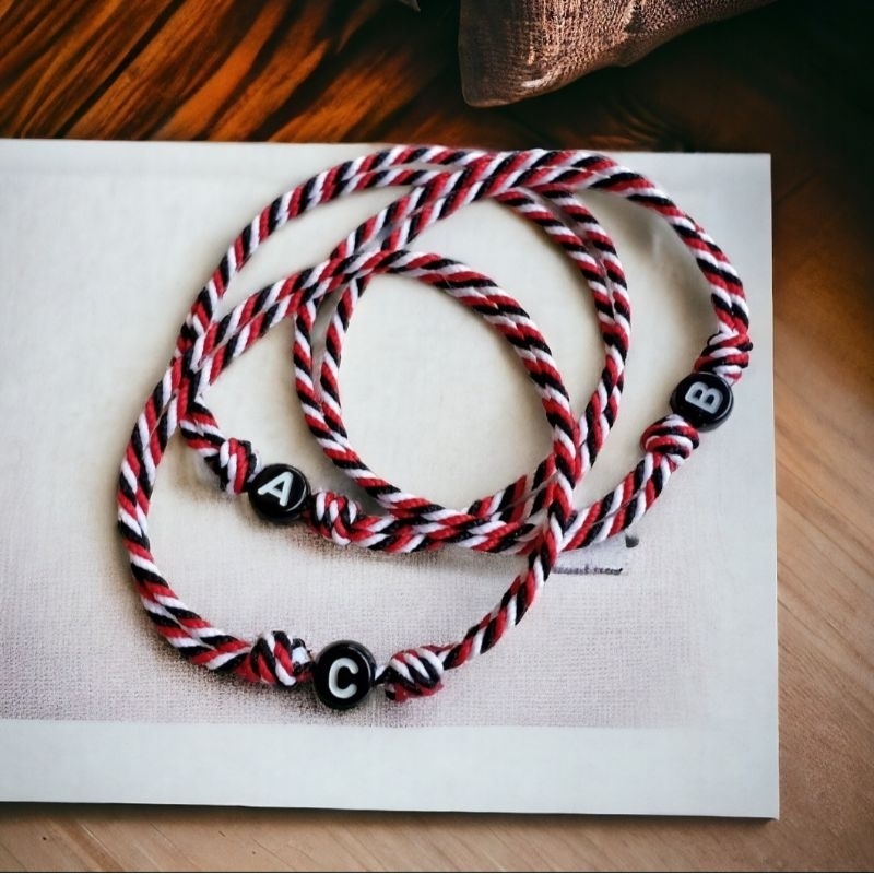 COD - Gelang couple tridatu inisial huruf bisa custom gelang Bali tridatu tiga warna bracelete Bali 