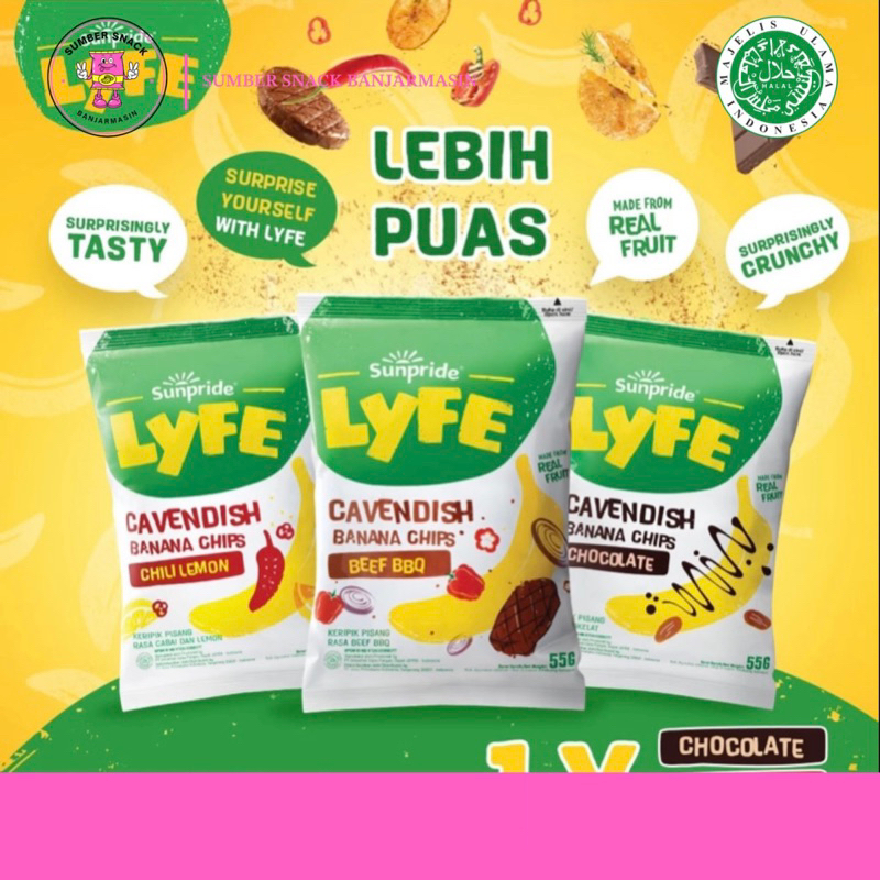 

Sunpride Lyfe Cavendish Banana Chips (55g) (2 Varian Rasa)