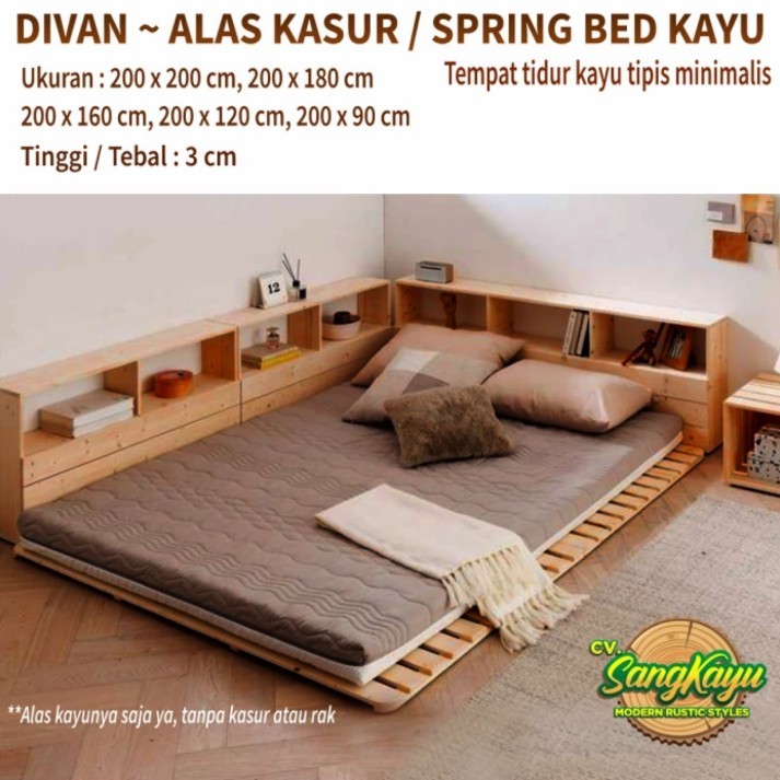 Tempat tidur kayu dipan divan ranjang alas matras kasur spring bed | Alas tempat tidur Minimalis 04