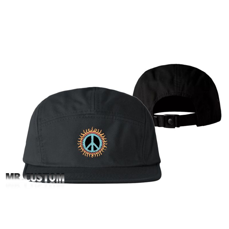 Topi 5 Panel Peace Colour full - Topi Five Panel Peace - Topi Casual Peace Collor Full Pria Wanita