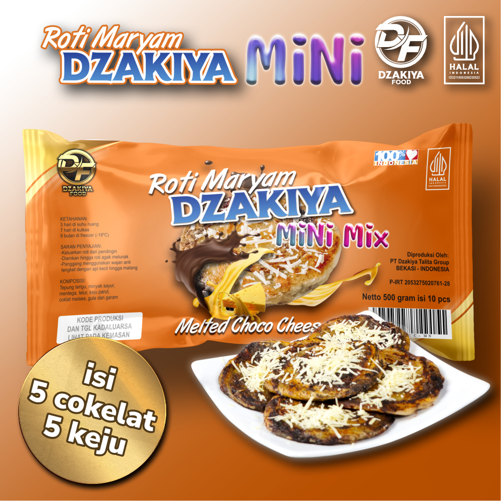 

Roti Maryam DZAKIYA 5 Cokelat dan 5 Keju Mini, ISI 10 (diameter 10cm)