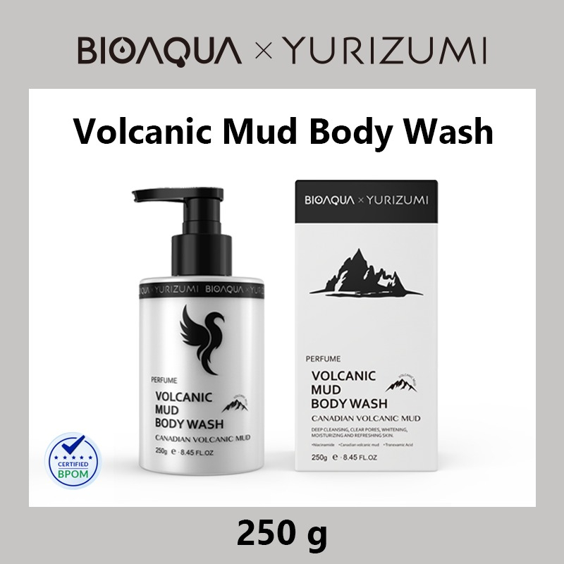 Sabun Pemutih Wajah dan Badan Ampuh Body Wash Yurizumi x Bioaqua Vulkanik Mud Whitening