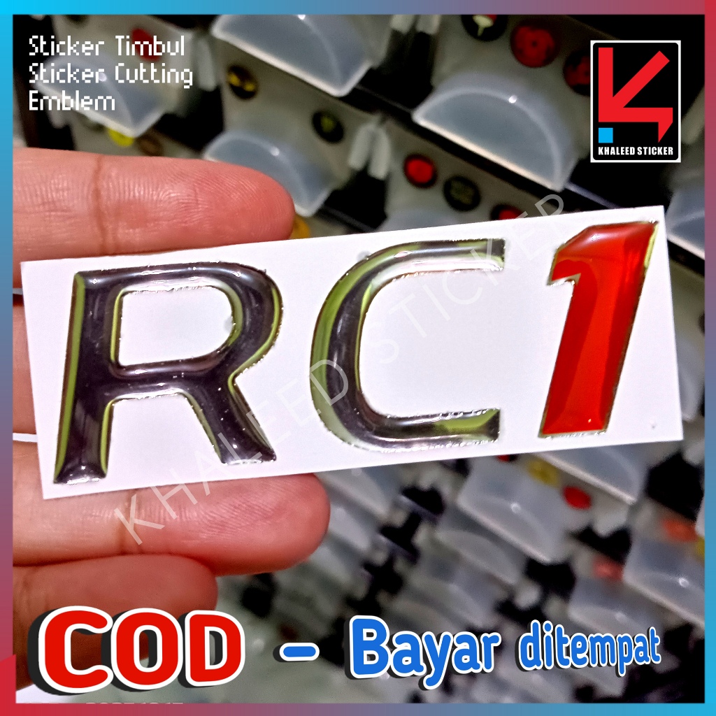 STICKER EMBLEM RC1 SILVER EMBLEM MOBIL STIKER TIMBUL AKSESORIS MOBIL