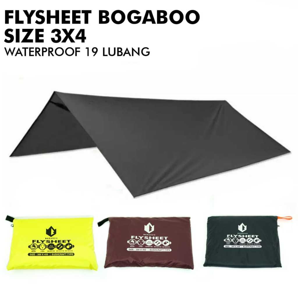 [BISA COD] Flysheet Ukuran 3x4 m 19 Loop - Flysheet Tenda - flysheet buscraft - flysheet waterproof