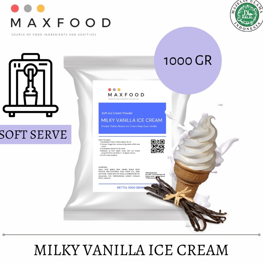 

Ready Stok 1KG SOFT MILKY VANILLA ICE CREAM BUBUK ES KRIM RASA MILKY VANILLA