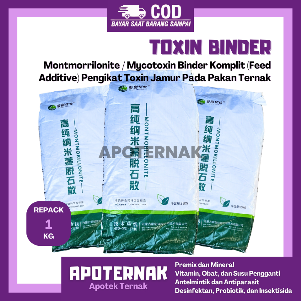 TOXIN BINDER PAKAN MONTMORILLONITE 1 KG - Feed Additive Pengikat Toxin Mycotoxin Jamur Pada Pakan