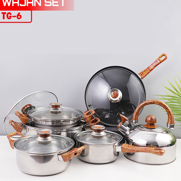 Diskon Set Panci Masak Stainless Steel Satu Set Wajan Panci Murah Tahan Lama Set Alat Masak Stainles