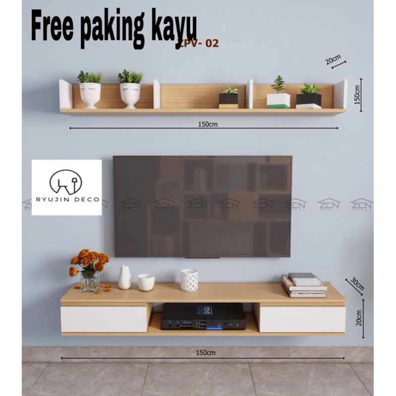 Set meja tv gantung dan hambalan aesthetic
