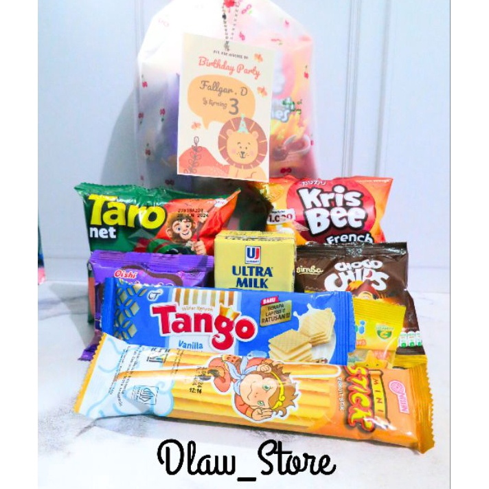 

XC26619 Bingkisan Snack Ulang Tahun Anak Kemasan Pouch Serut Hampers Anak Termurah