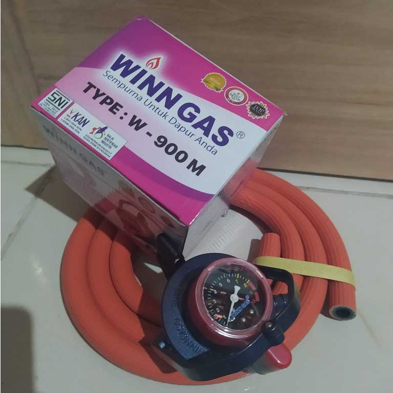 Regulator Winn Gas W 900 M Trilock Selang gas LPG 700 PSI merk DN
