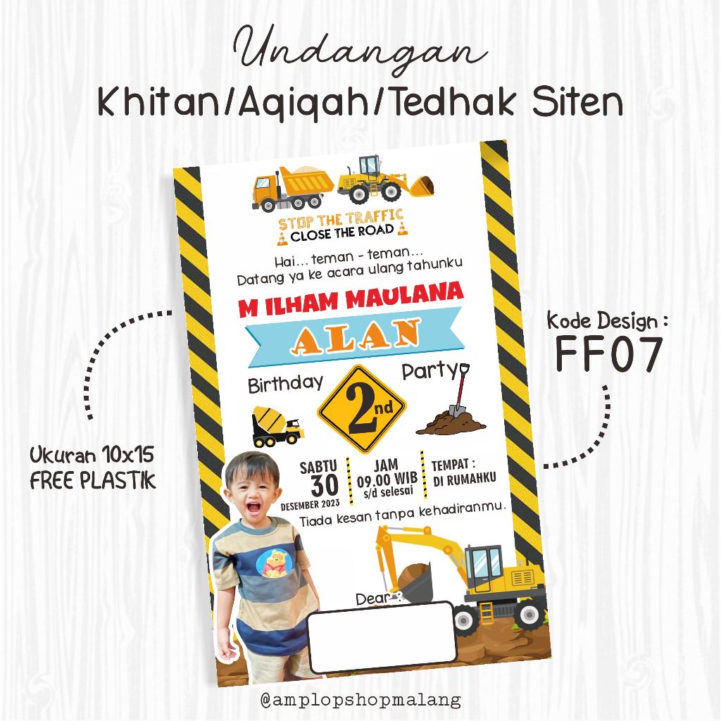 (FREE PLASTIK) Undangan Aqiqah/ Ulang Tahun / Tedak Siten / Syukuran / 7 Bulanan NEW