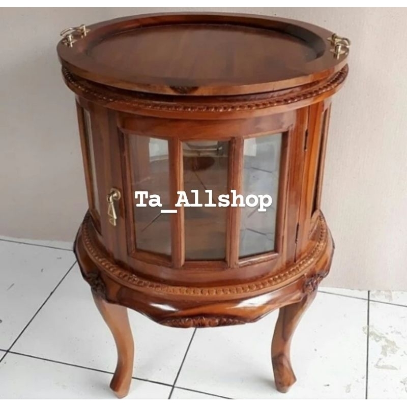 Meja Teh Bundar/Meja Teh Love Kayu Jati