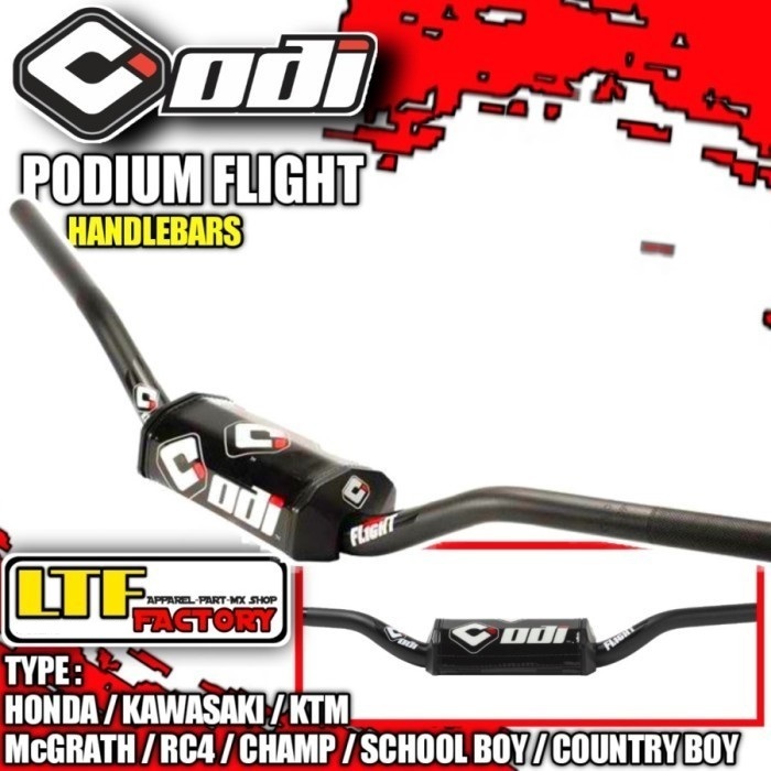 ODI MX PODIUM FLIGHT UNIVERSAL Handlebar - Fatbar Stang Trail Motocross Original - Hitam - HONDA/KAW