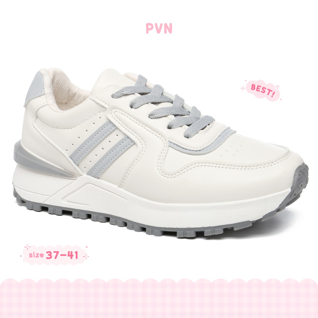 	 PVN Haechan Sepatu Olahraga Wanita Sneakers Sport Shoes Kets Grey 503	