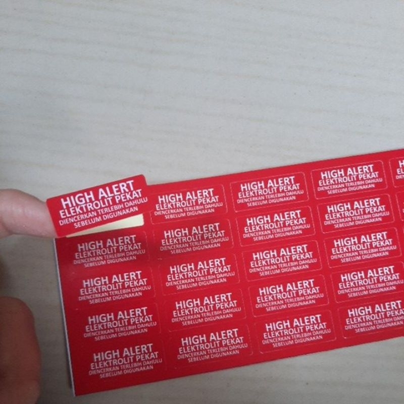 

stiker label high alert elektrolit pekat