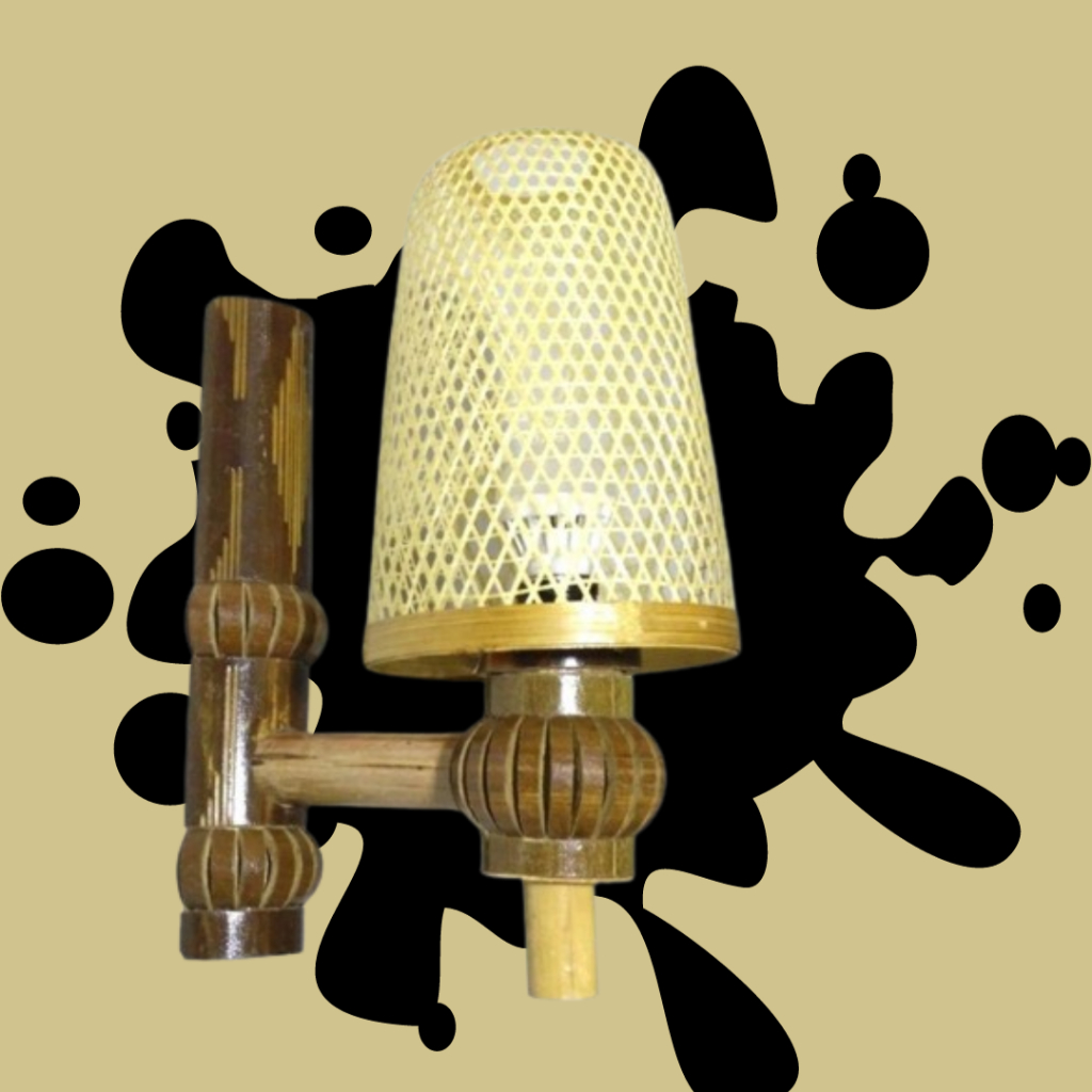Hiasan tempel lampu dari bambu/ hiasan dinding tempel lampu bambu unik/kap bambu