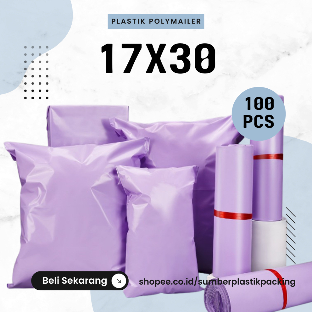 

Kantong Plastik Online 17x30Cm isi 100 Warna Ungu | Plastik Packing Polymailer Kecil/Murah