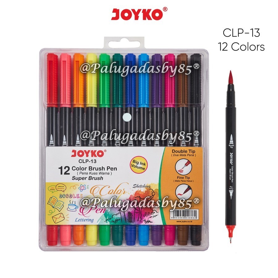 

(1 Set Isi 12 Warna) GROSIR Color Brush Pen JOYKO CLP-13 12 Warna Dual Tip / Color Brush Pen Pena Kuas Warna Joyko CLP-13 / Joyko CLP13 / Joyko CLP 13