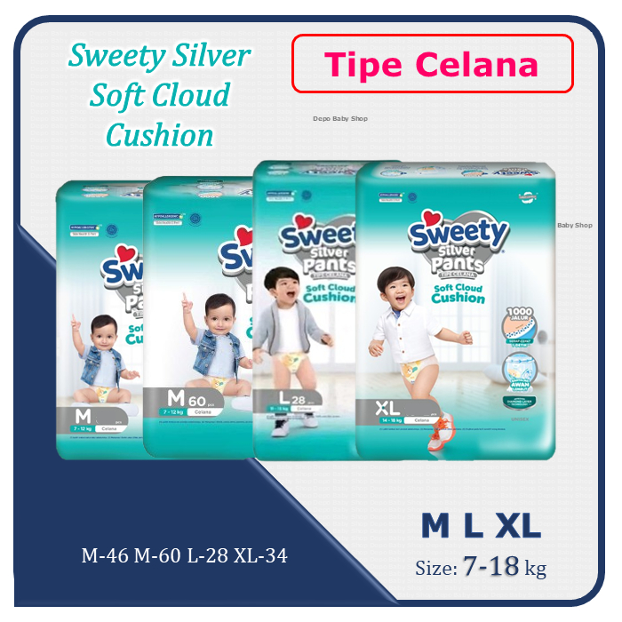 Sweety Silver Pants M46/L40/XL34 Popok Celana