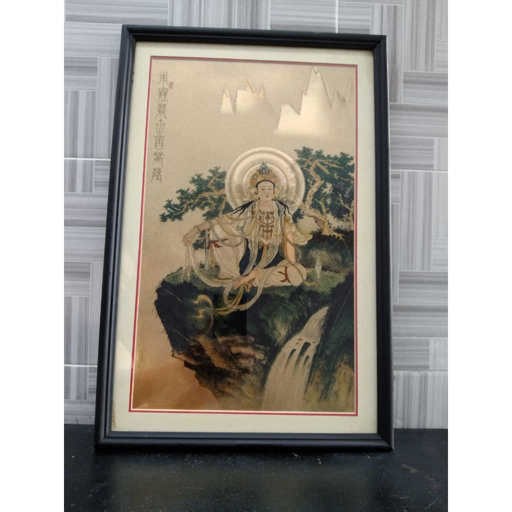 Poster Dewi Kwan Im Bingkai Kaca Kuno Jadul Antik