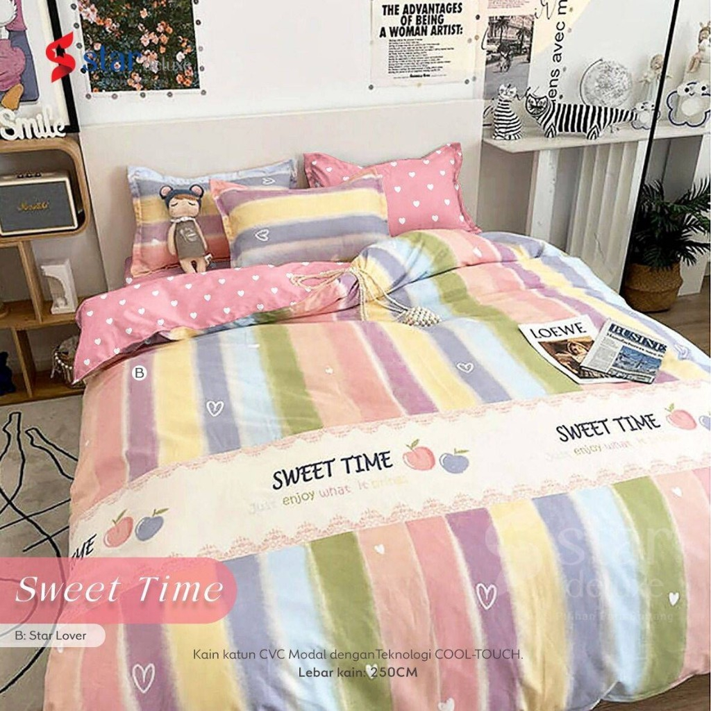 Sprei Katun STAR SWEET TIME | Sprei Home Industri dari Katun CVC Premium | Sprei Uk.90,100,120,160,1