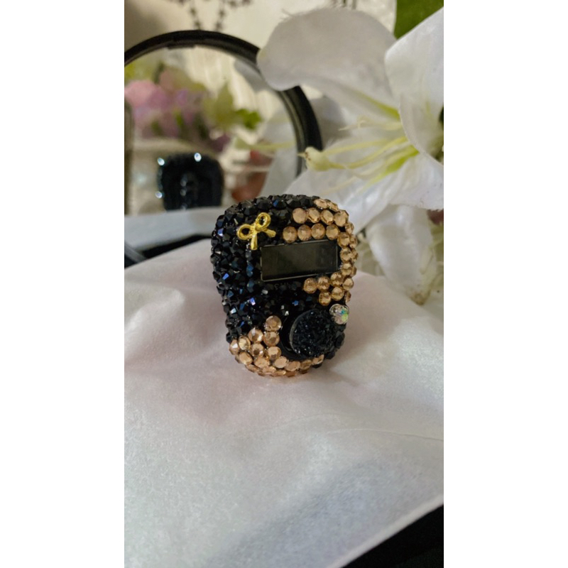TASBIH DIGITAL CANTIK MUTIARA BLINK BLINK HITAM PITA GOLD SERIES