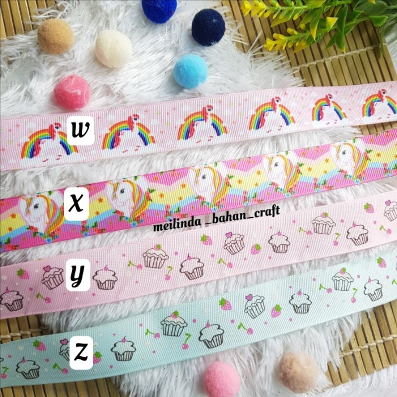 

Kode P85 PITA GG PITA GROSSGRAIN UNICORN PITA GG MOTIF 1" 2.5 CM PITA KOREA LUCU