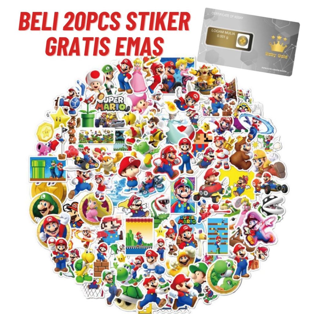 

100 PCS - Mario Bros Stiker Koper Anti Air / Stiker Laptop / Stiker Botol