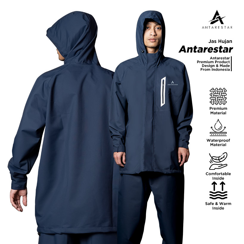 ANTARESTAR Official - Jas Hujan Jaket Waterproof 2 In 1 Celana Satu Set Jas Hujan Pria Wanita Rainco