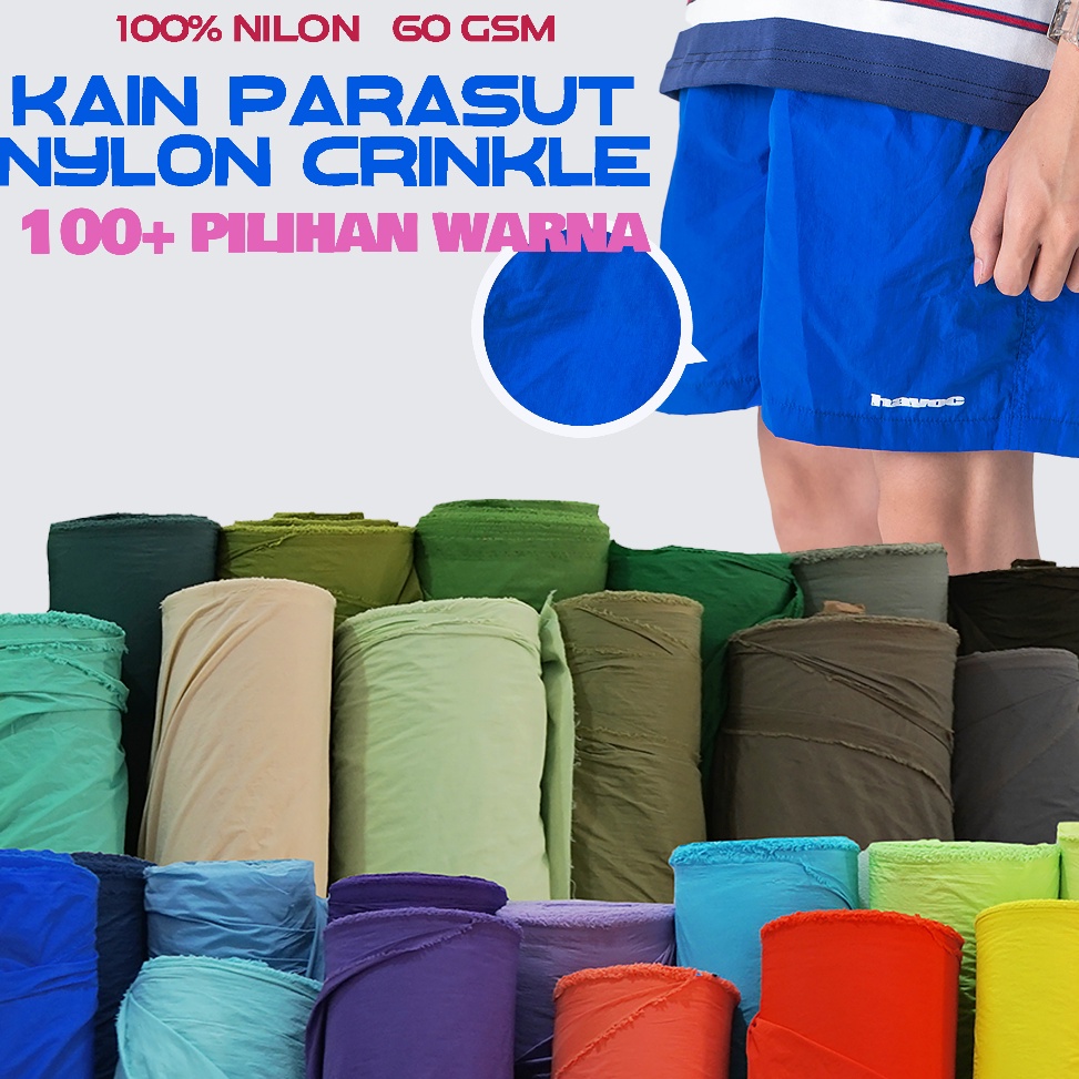 Terbaru idM2y2X KAIN PARASUT KUSUT KRINGKEL NYLON CRINKLE PREMIUM FABRIC KRINGKEL