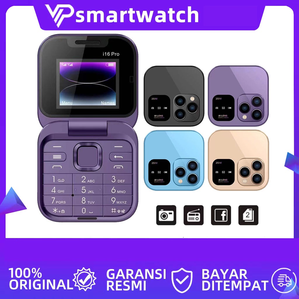 hp F15 mini lipat i16pro flip phone jadul ori