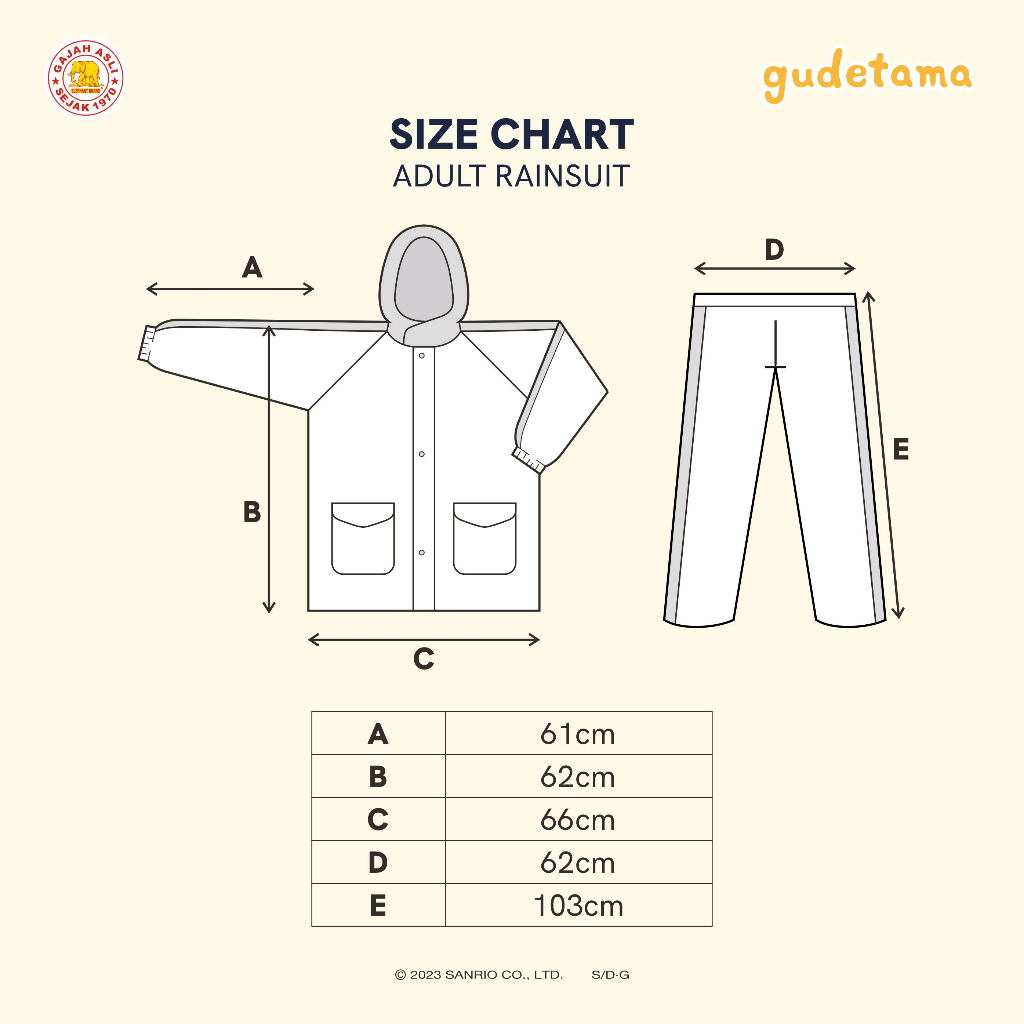 FREE ONGKIR ELEPHANT BRAND GUDETAMA EDITION - JAS HUJAN JAKET CELANA