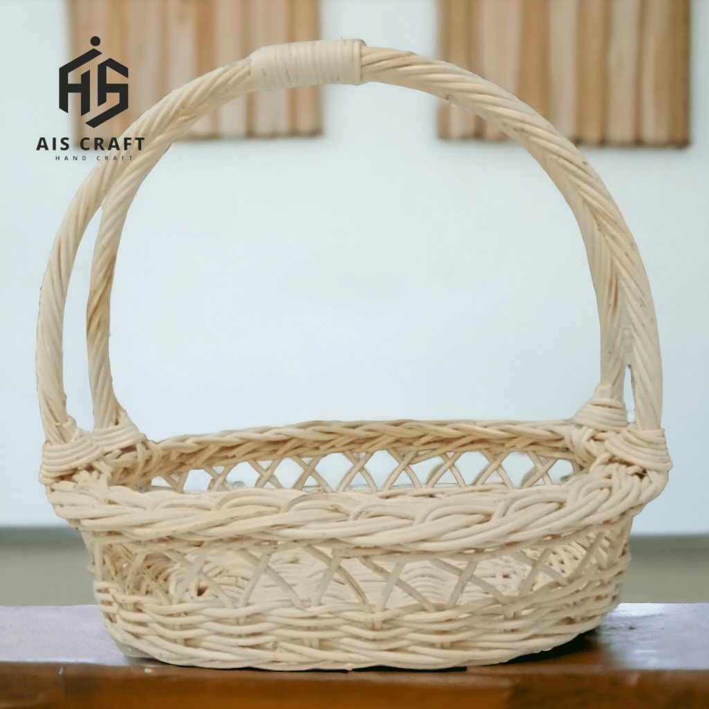 ID KERANJANG BUAH LINGKARAN - KERAJINAN ROTAN MODEL BULAT MURAH KUALITAS ROTAN GRADE A