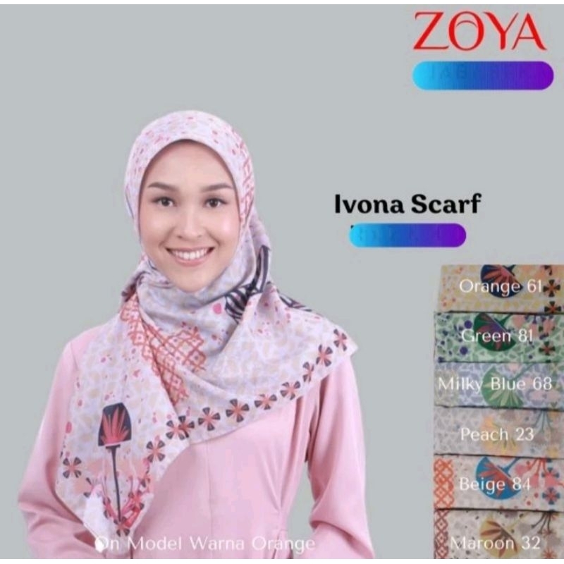 Scarf zoya kerudung hijab segiempat motif Ivona