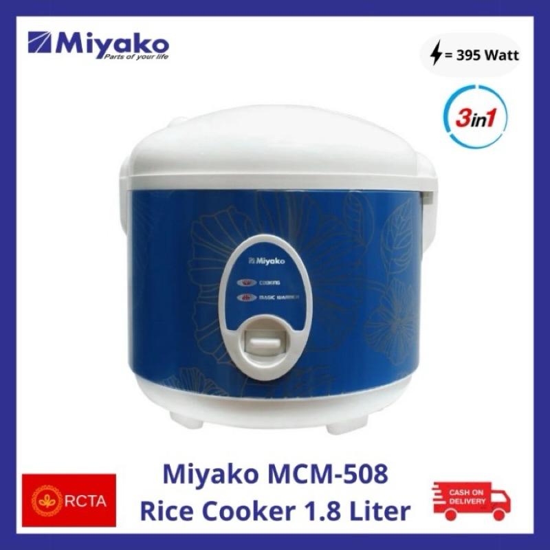 MIYAKO - MCM-508, Magic Com Rice Cooker 1,8 L, Penanak Nasi, Penghangat - Hitam