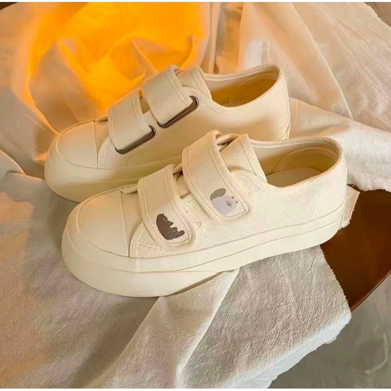 Sepatu Sneakers Velcro Import Korean Style Wanita