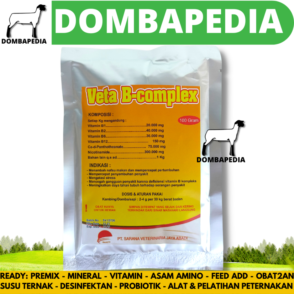 VETA B COMPLEX 100 GRAM - Multivitamin B Komplek Ternak Ruminansia Penambah Nafsu Makan Ternak Sapi 