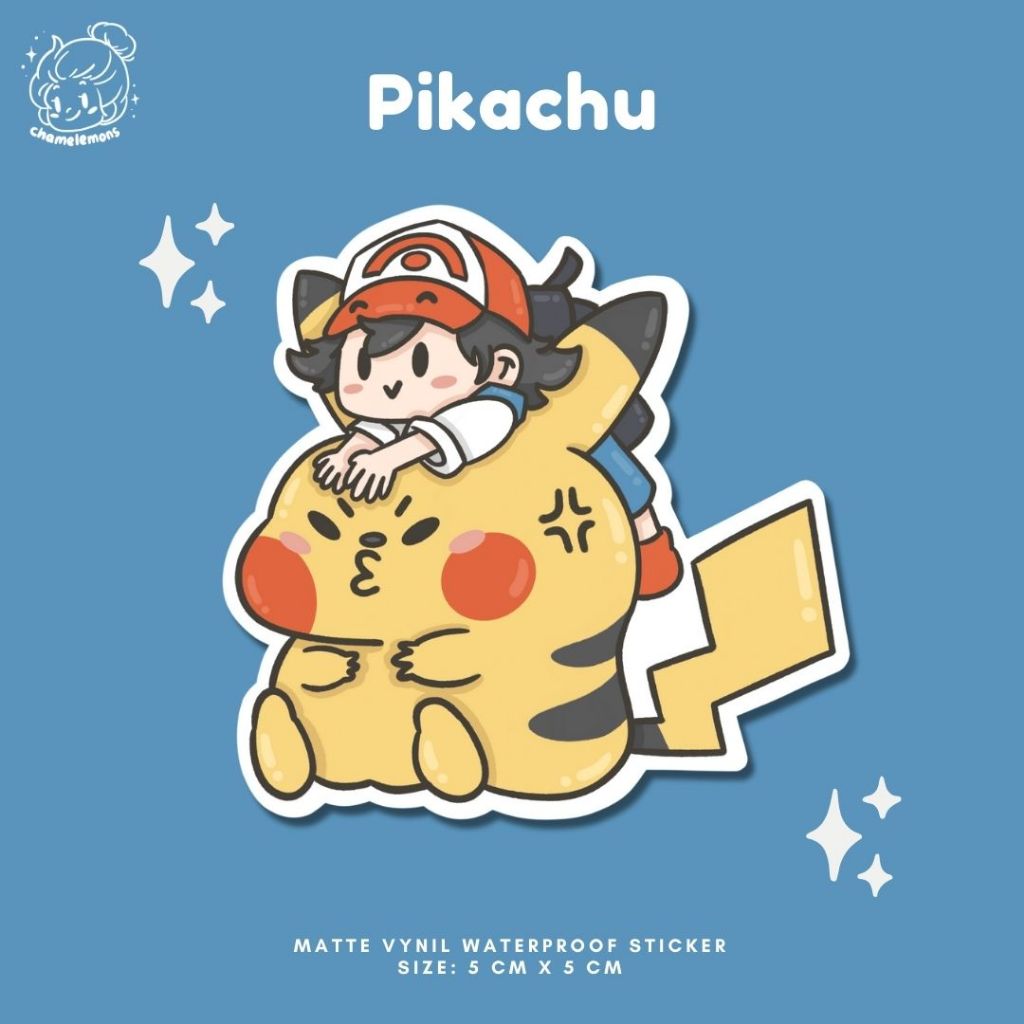 

Pikachu - Waterproof Vynil MatteSticker | Uk. 5 x 5 cm | Pokemon and Ash Fanart