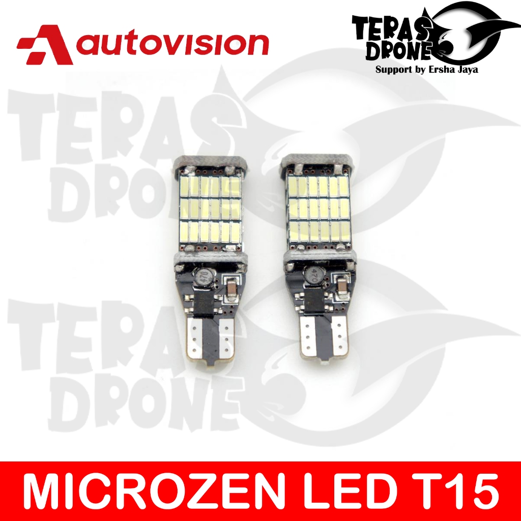 Autovision Microzen LED T13 T15 T16 7W 45LED Putih Lampu Mundur Mobil