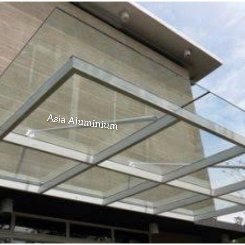 Kaca kanopi Tempered 8mm / Kaca atap