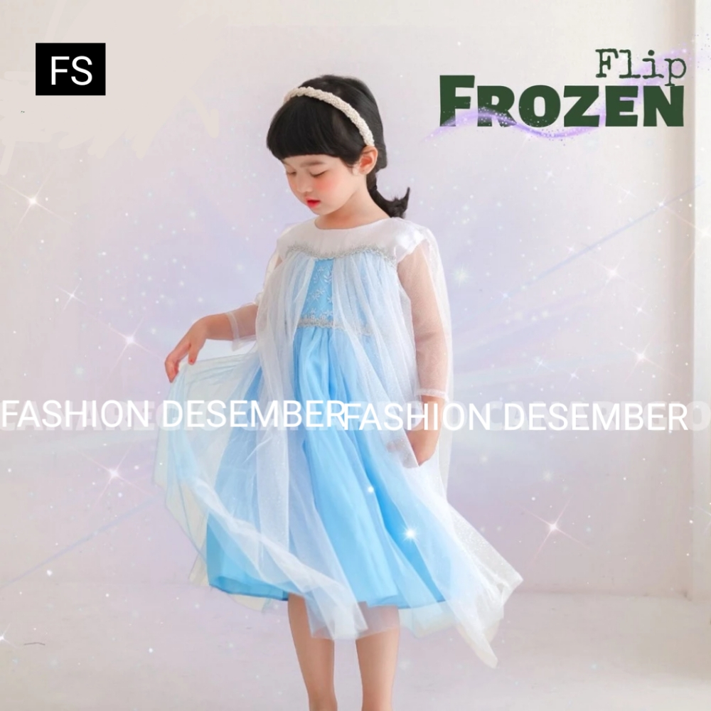 FLIP FROZEN BAJU FROZEN ANAK PEREMPUAN DRESS ANAK PEREMPUAN