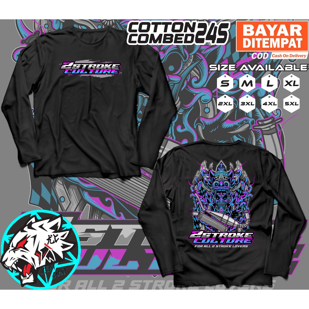 Kaos Lengan Panjang Racing 2 Stroke Lover x Barong Culture Indonesia Series Baju Distro Motor Herex 