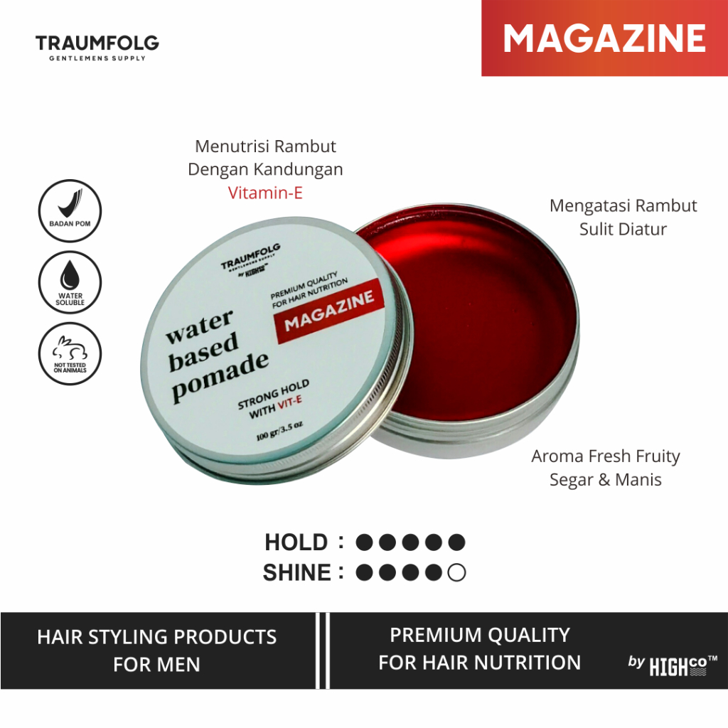 Pomade Water Based Traumfolg Magazine 100 gr With Vit-E