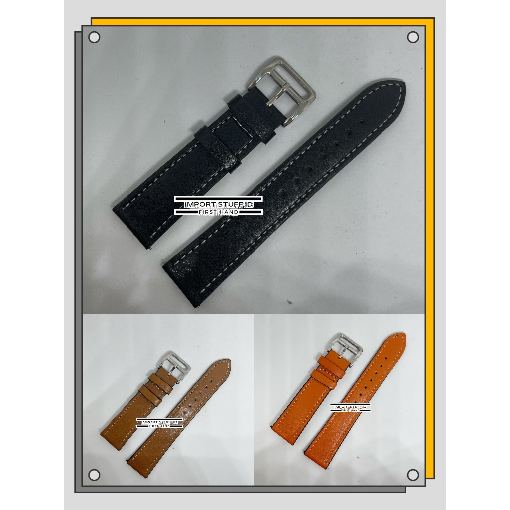 ￼STRAP TALI JAM TANGAN KULIT UNIVERSAL 22 22MM 20 20MM  LEATHER STRAP TALI JAM NON LOGO STRAP MAGNET
