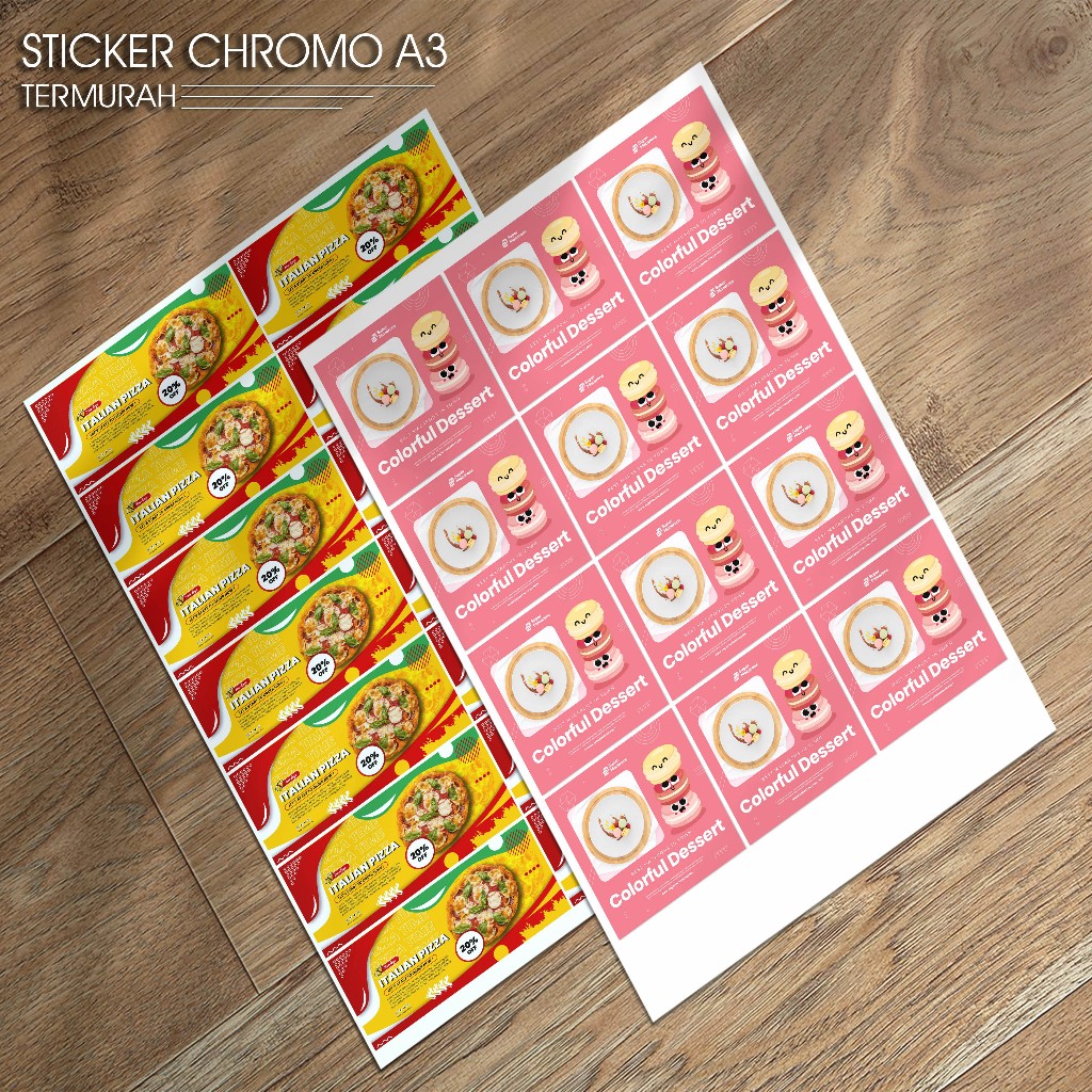 

TERMURAH - Cetak Sticker Chromo A3 / Stiker Label Makanan / Cetak Stiker Label / Stiker Label Produk