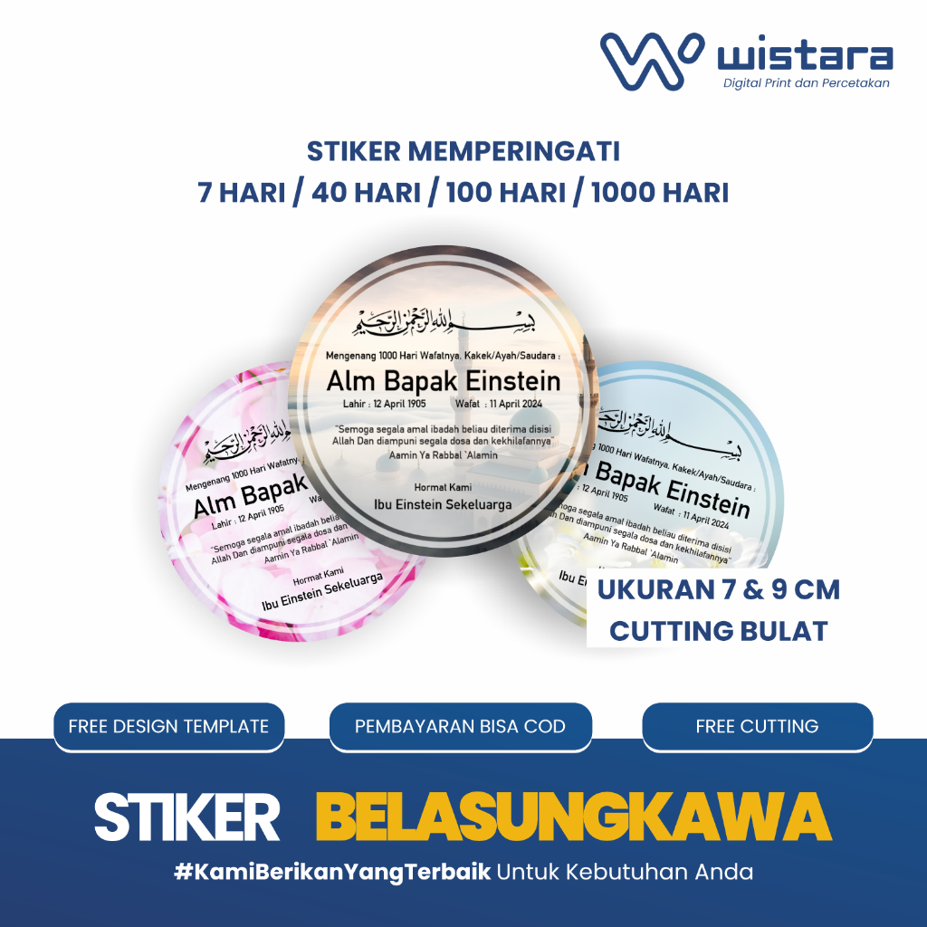 

Stiker Custom Tahlil Tahlinan Pengajian Mengenang wafat 40 hari 100 hari 1000 hari untuk Kotak Nasi