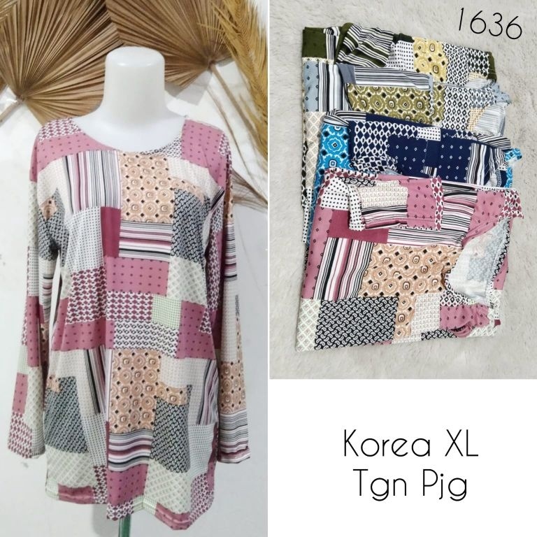 Promo Coder8R2d Baju Kaos Jersey Jumbo Warna Motif Abstrak Bunga Lengan Panjang Wanita