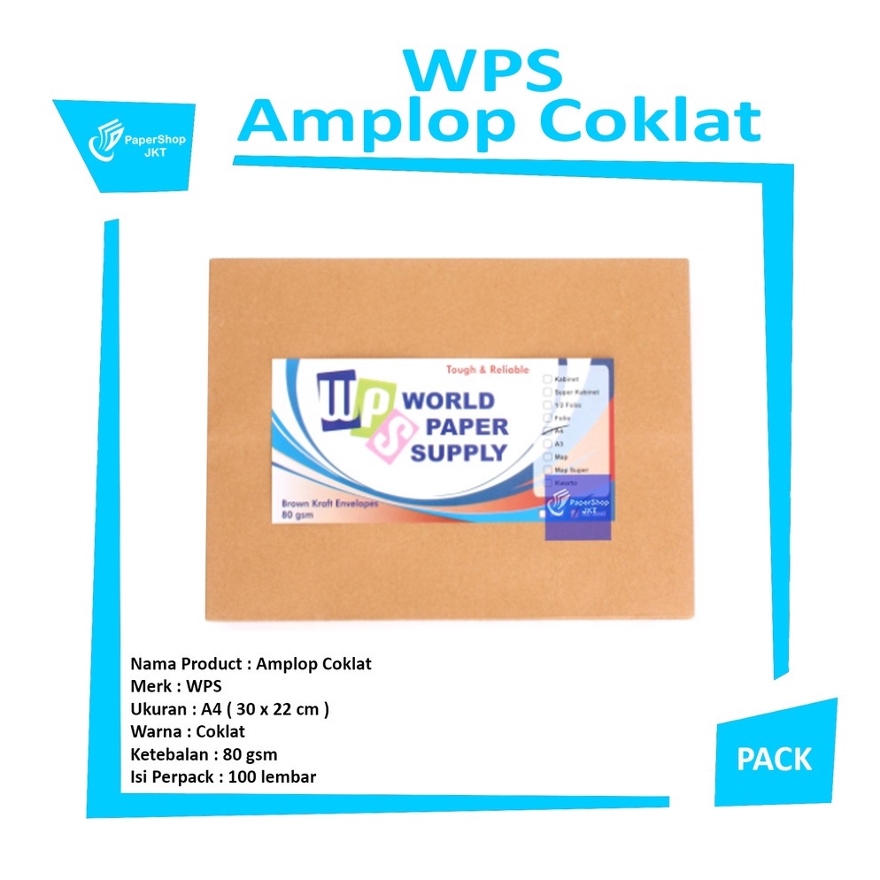

sale WPS Amplop Coklat Ukuran A4 3 x 22 cm Pack 47